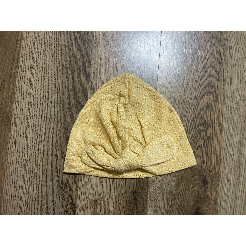 Charlotte & Star Hat, Infant Baby Girls Size 6-9M, Yellow Tie, Knit